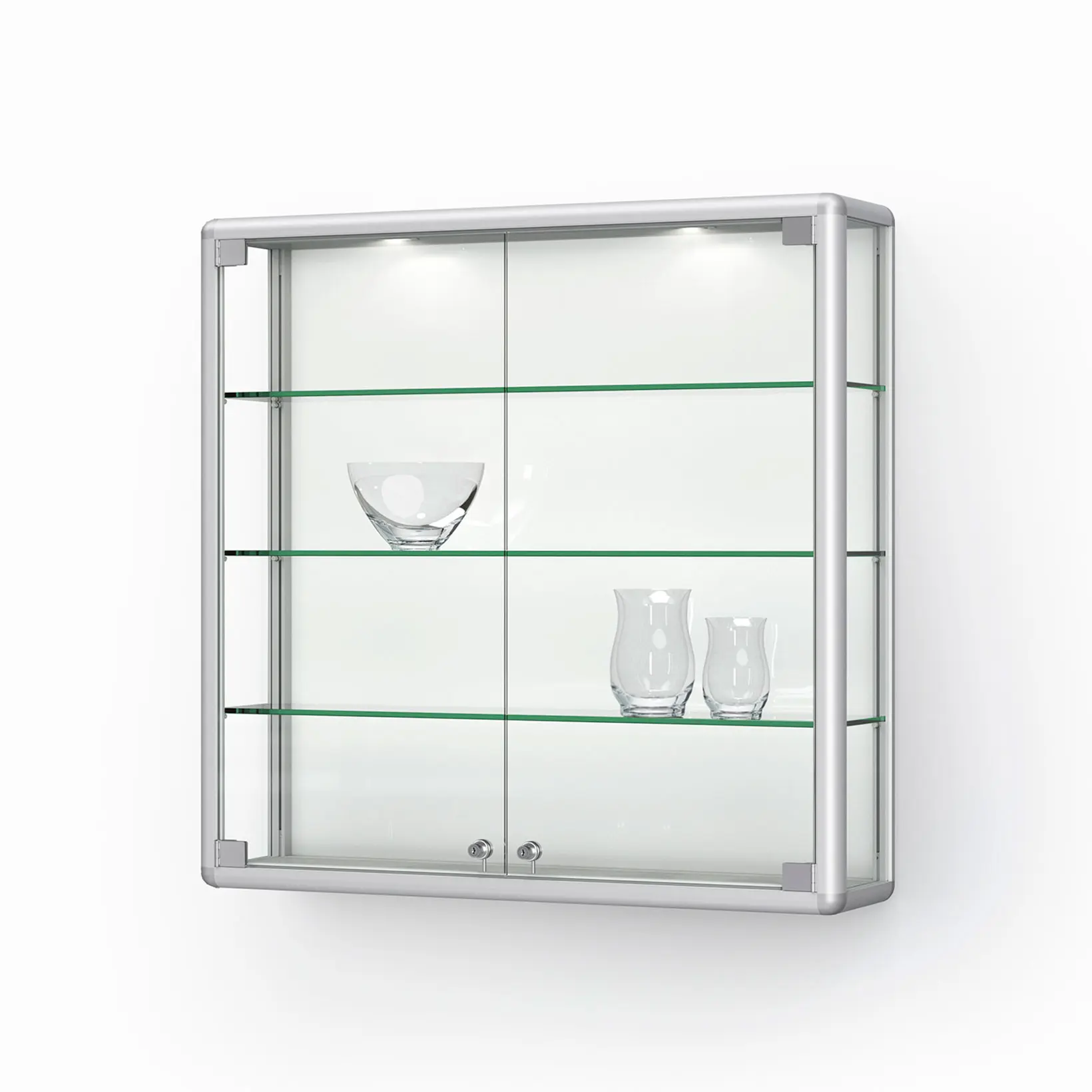 Vitrine, Glasregal, Wandvitrine, Glasboden, Dekor Glasvitrine, Vitrine, Glasregal, Wandregal, Metallrahmen, Glasshelf